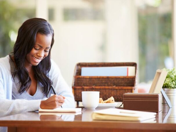 A Woman Writing at a Cafe