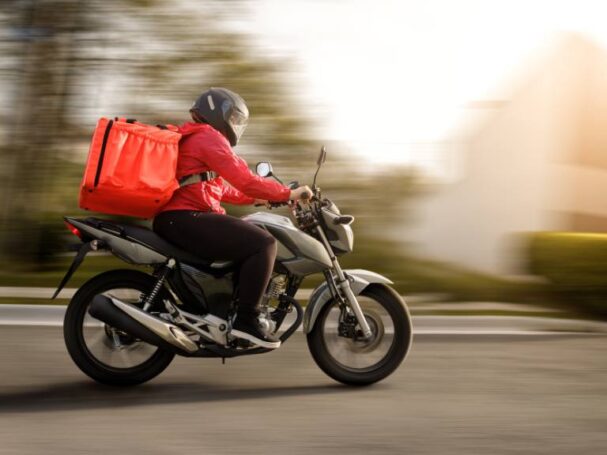 Delivered Courier on a Motorcycle