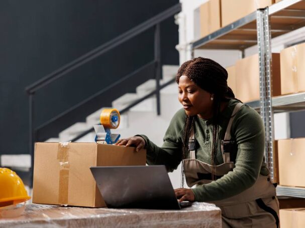 A Business Woman Managing Her Inventory